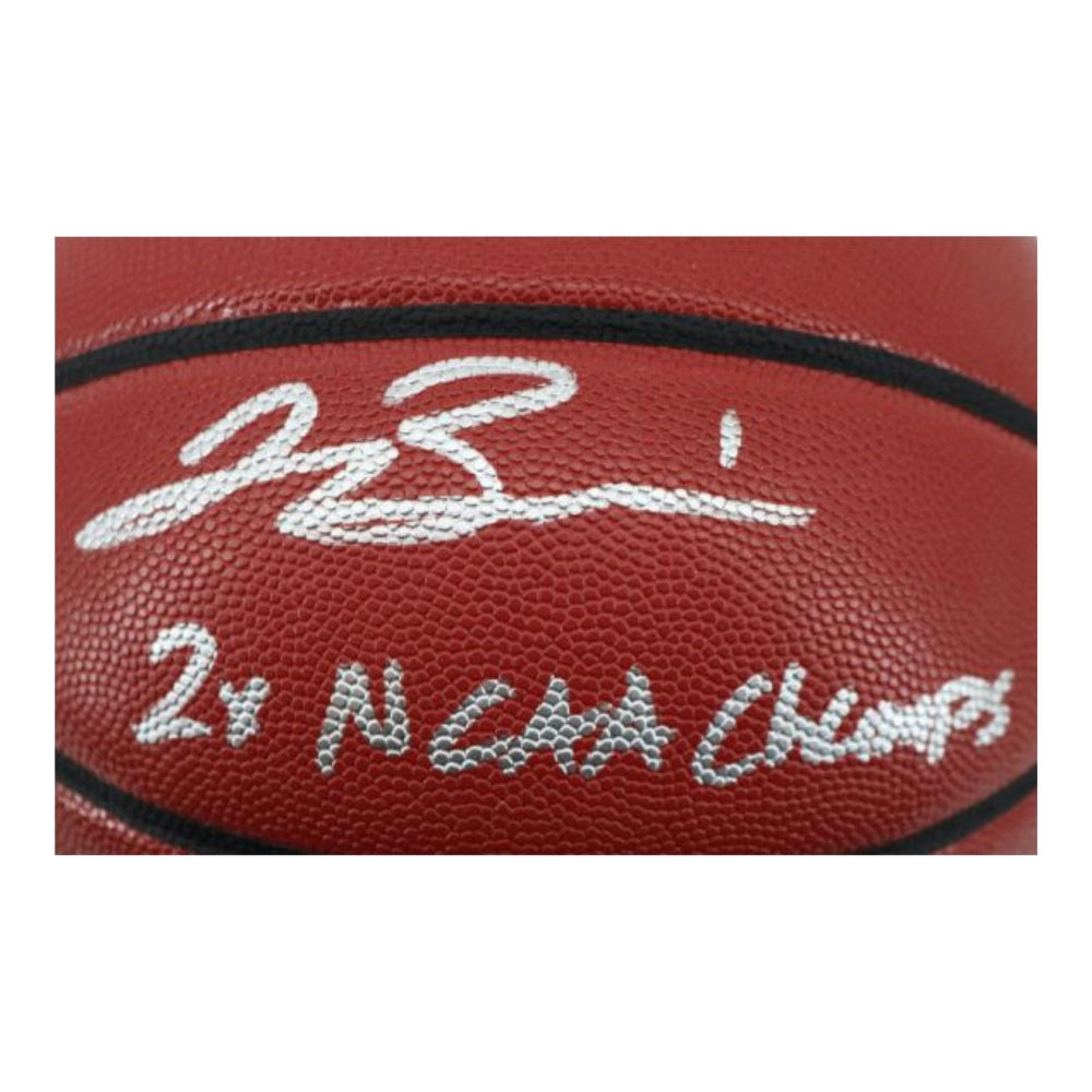 Jalen Brunson Villanova University Autographed & Inscribed "2x NCAA Champs" Wilson NCAA Basketball - Signature View