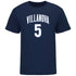 Villanova Men's Basketball Student Athlete Navy T-Shirt #5 Justin Moore - Front View
