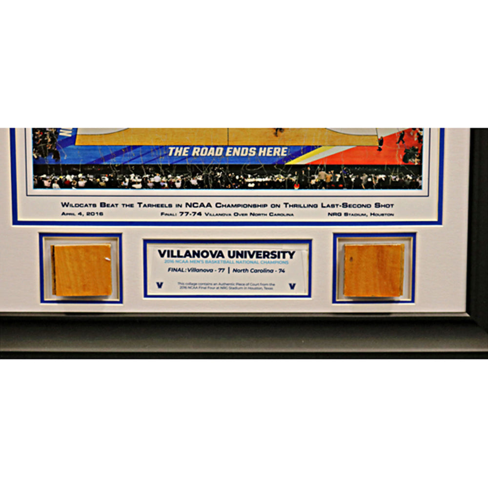 Villanova University 2016 NCAA Champions 23"x23" Framed Collage with a Piece of Final Four Basketball Court - Close View