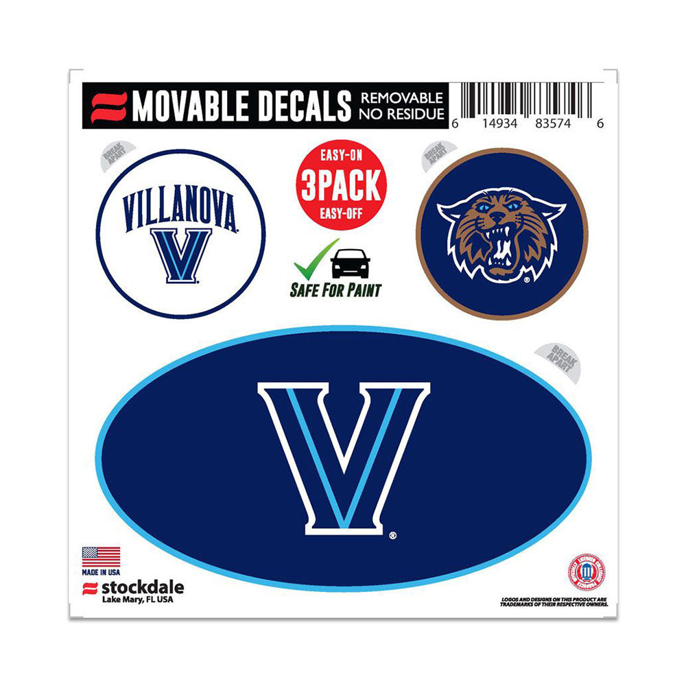 Villanova Wildcats 3 Pack Multi Use 6" x 6" Decals