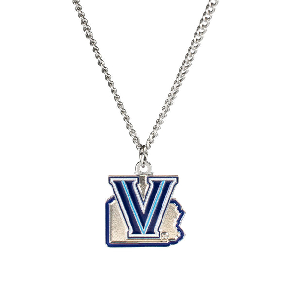 Villanova Wildcats State Outline Necklace in Navy and Silver - Front View