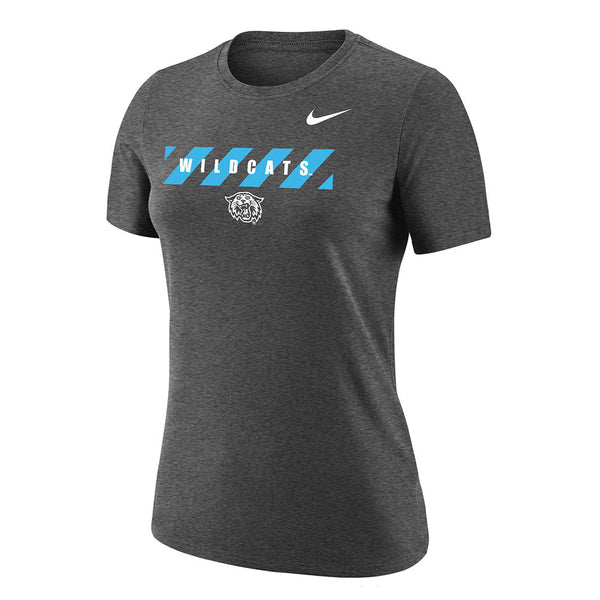 Ladies Villanova Wildcats Nike Dri-FIT Stacked T-Shirt in Gray - Front View