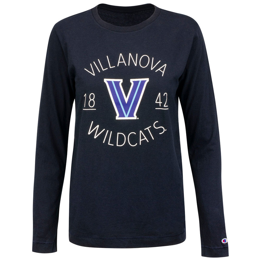 Ladies Villanova Wildcats Circle Wordmark Logo Long Sleeve T-Shirt
