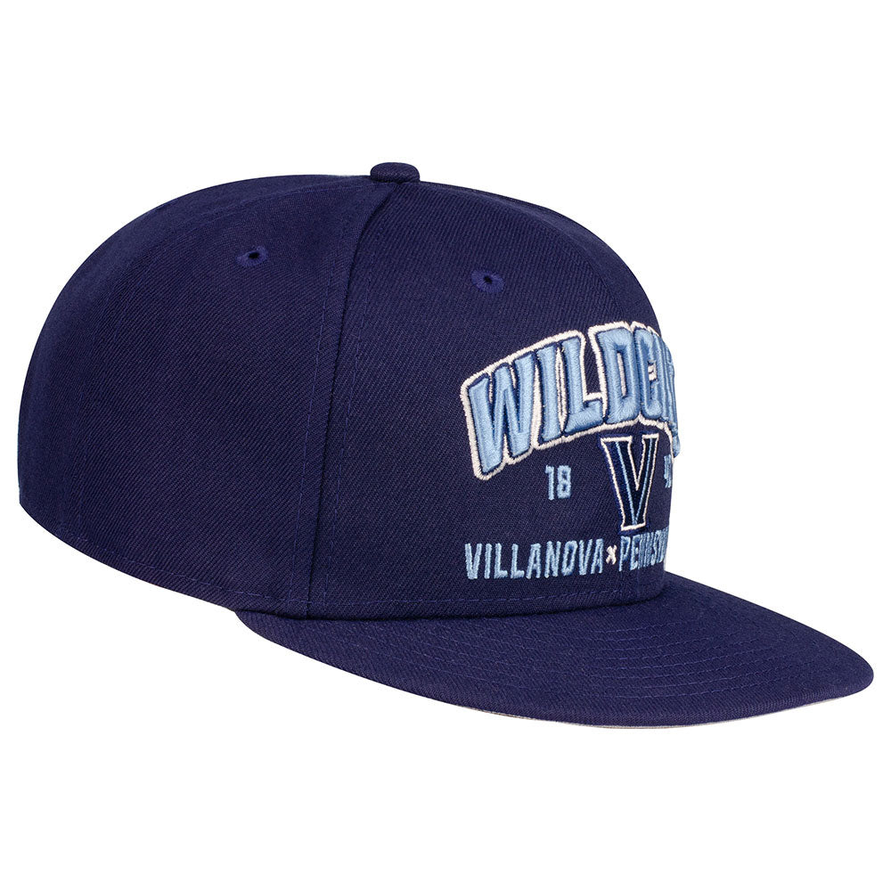 Villanova Wildcats Stacked Structured Adjustable Hat in Navy - 3/4 Left View