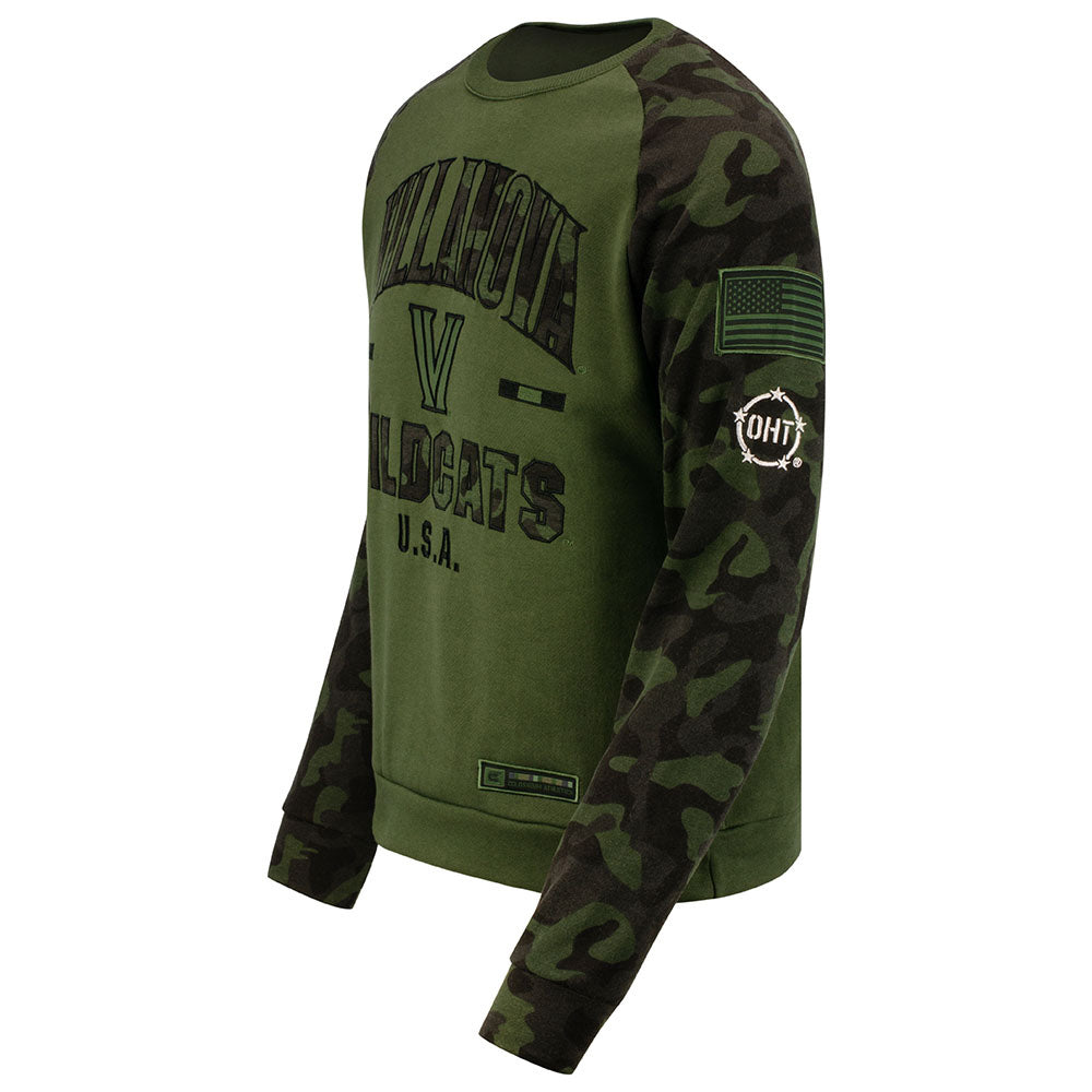 Villanova Wildcats OHT Joe Camo Crew Sweatshirt in Green - Right View