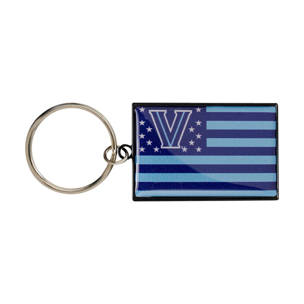 Villanova Wildcats American Flag Keychain in Blue - Front View