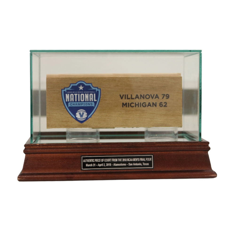 Villanova University 2"x6" Authentic Piece of 2018 Men's Final Four Basketball Court w/ Screen Printed Logo in Glass Display Case