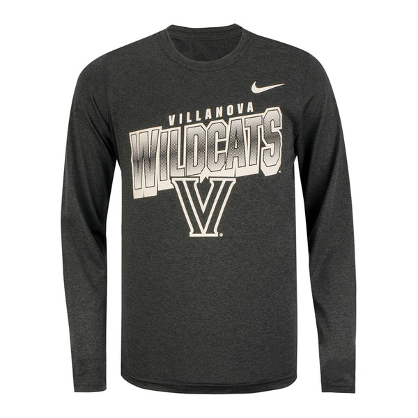 Youth Villanova Wildcats Nike Dri-FIT Legend Long Sleeve T-Shirt in Gray - Front View