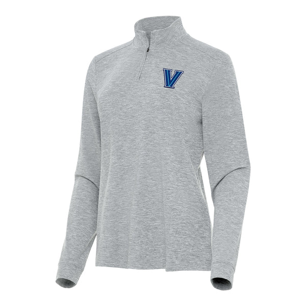 Ladies Villanova Wildcats 1/4 Zip Mock Heather Grey Jacket - Front View