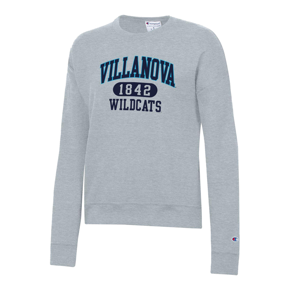 Villanova Wildcats Arched Wordmark Reverse Weave Grey Crew