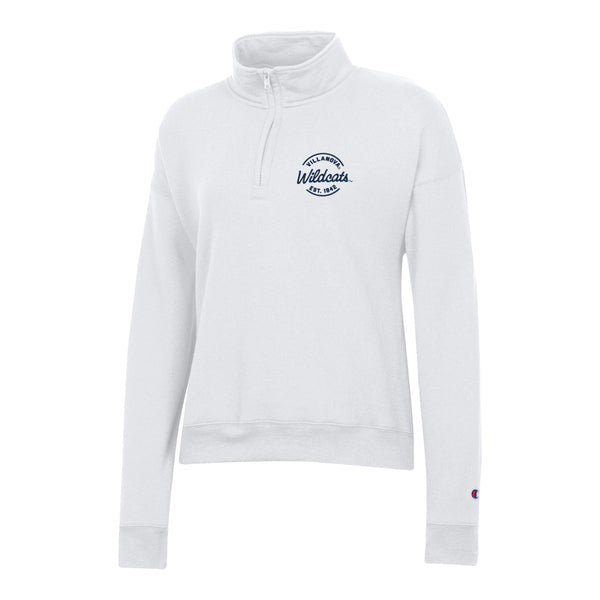 Ladies Villanova Wildcats Powerblend® Embroidered White 1/4 Zip - In White - Front View