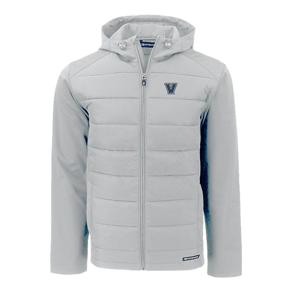 Villanova Wildcats Cutter & Buck Evoke Hybrid Eco Softshell Full Zip Grey Hooded Jacket - Front View