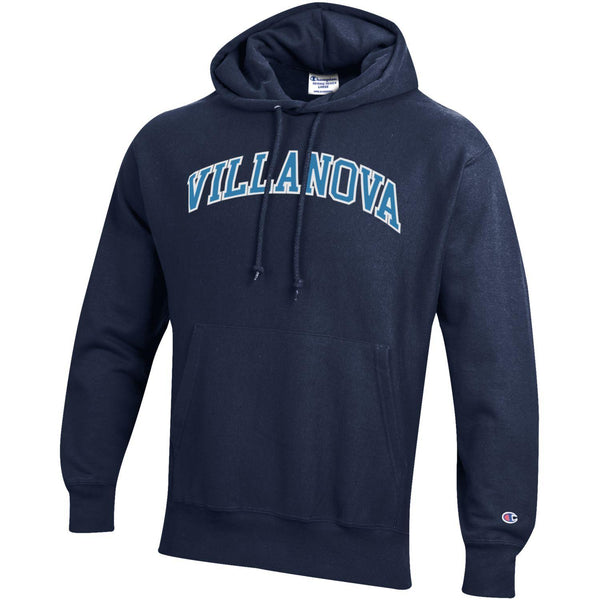 Villanova Wildcats Twill Horizontal Wordmark Reverse Weave Navy Hood - Front View