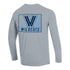 Villanova Wildcats Long Sleeve 3 Hit Print T-Shirt - In Grey - Back View