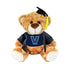 Villanova Wildcats Fred Graduation Brown Bear in Navy Tee and Black Grad Gown and Cap - Front View