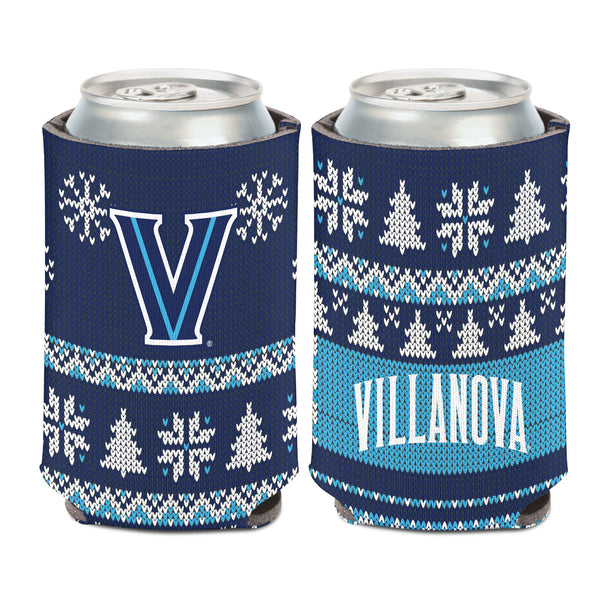 Villanova Wildcats Holiday Can Coozie in Navy, White and Light Blue - Side Views