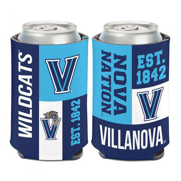 Villanova Wildcats Colorblock Coozie in Navy Blue and White - Front and Back View