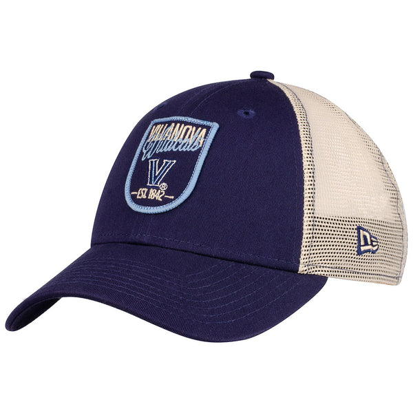 Ladies Villanova Wildcats Retro State Adjustable Hat in Navy and Tan - 3/4 Right View