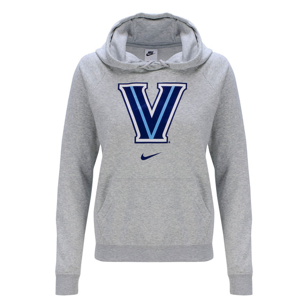 Ladies Villanova Wildcats Nike Varsity Stacked Sweatshirt in Grey - Front View