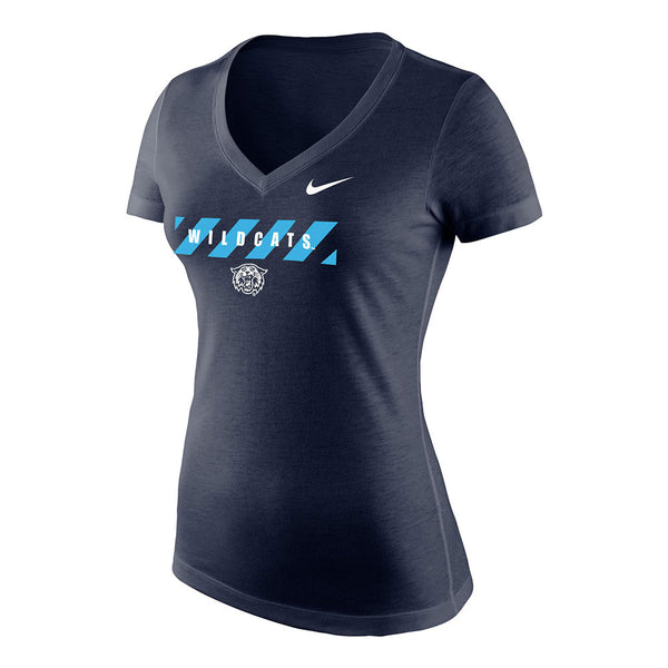 Ladies Villanova Wildcats Nike Triblend V-Neck T-Shirt in Navy - Front View