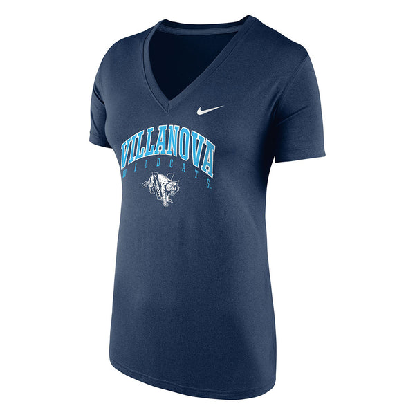 Ladies Villanova Wildcats Nike Legend V-Neck T-Shirt in Navy - Front View