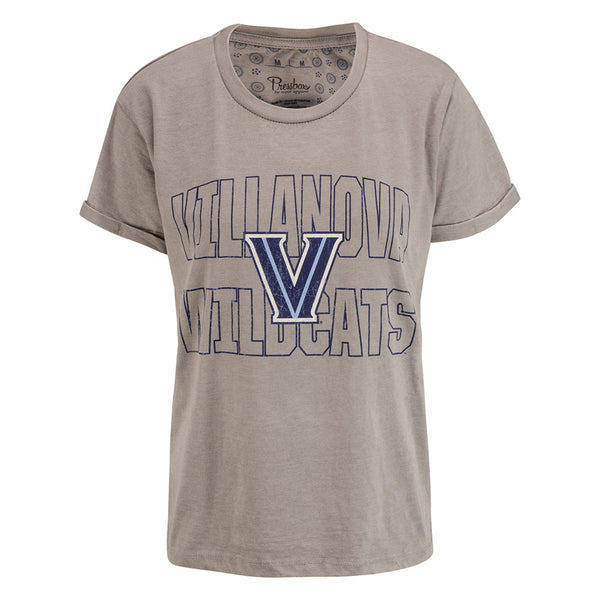 Ladies Villanova Wildcats Vintage Boyfriend T-Shirt in Gray - Front View
