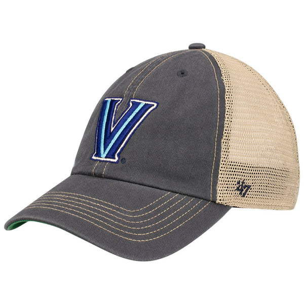 Villanova Wildcats Trawler Vintage Unstructured Adjustable Hat in Gray and Tan - 3/4 Right View