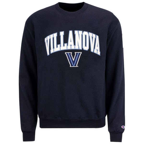Villanova Wildcats Wordmark Crew Sweatshirt in Navy - Front View