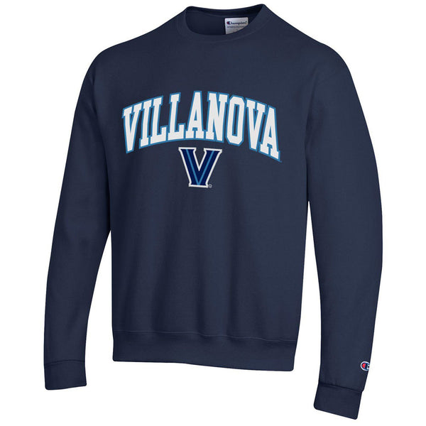 Villanova Wildcats Logo Twill Power Blend Fleece Crew in Navy - Front View