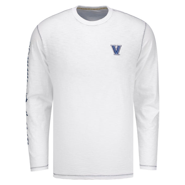 Villanova Wildcats Tommy Bahama Billboard Football Long Sleeve Shirt in White - Front View