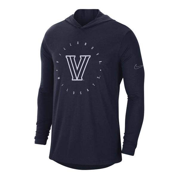 Villanova Wildcats Nike Dri-FIT Hooded Long Sleeve Navy T-Shirt - Front View