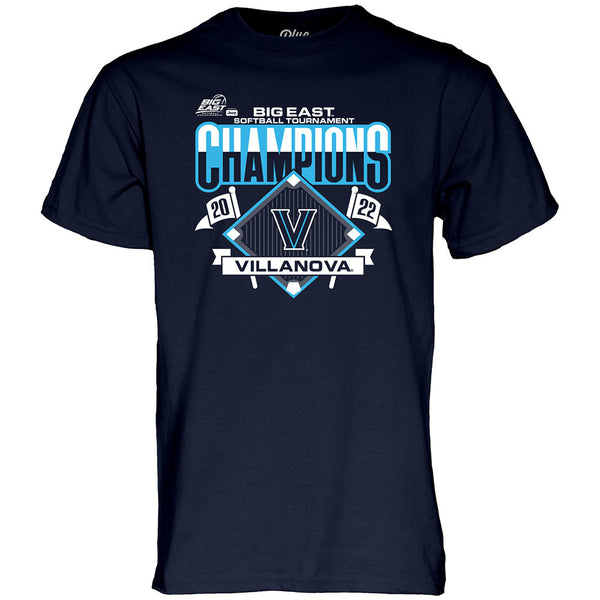 Villanova Wildcats 2022 Big East Softball Champs T-Shirt in Blue - Front View