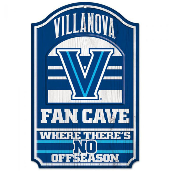 Villanova Wildcats 11 x 17 Fan Cave Wood Sign in Blue and White - Front View