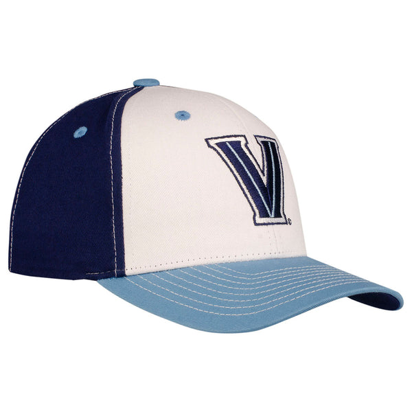 Youth Villanova Wildcats Primary V Bridger Bowl Adjustable Hat in Navy White and Blue - 3/4 Left View
