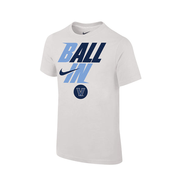 Youth Villanova Wildcats Ball in Bench T-Shirt in White - Front View